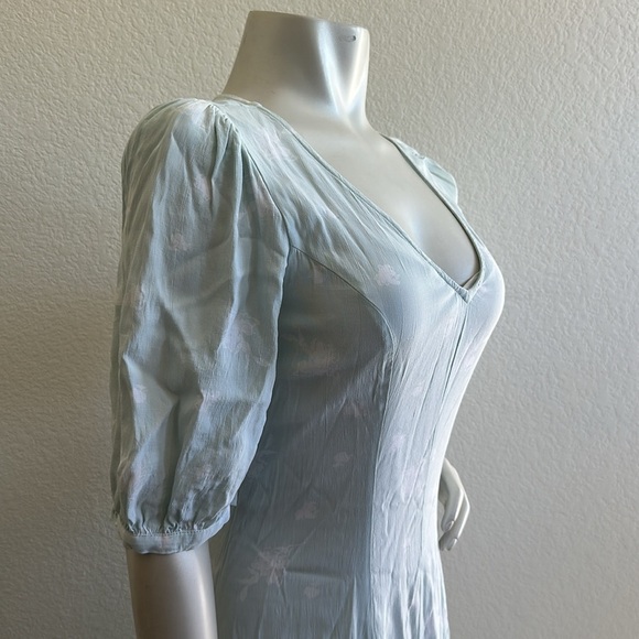 Revolve | Something Navy Mint Etch Flower Dress - Picture 7 of 9